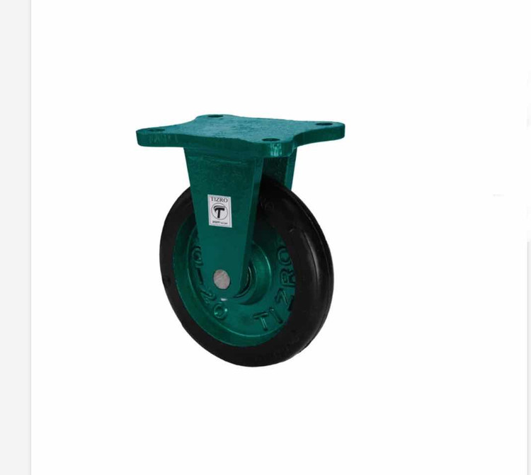 چرخ چدنی سبز سنگین لاستیکی و روتراش سایز ۱۰ تیزرو ثابت ( فقط عمده)