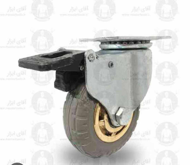 چرخ طلایی کفی ترمزدار سایز ۱۰۰ با ارسال فوری ( خرید عمده شامل ۱۰ درصد تخفیف میشود)