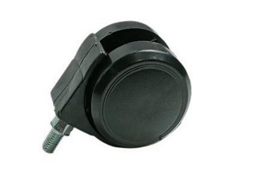 چرخ دو قلو گردان پلاستیکی  (استفاده در صندلی‌های چرخ‌دار اداری برای حرکت آسان و روان-کاربرد در میزهای متحرک و فایل‌های کشویی اداری-حرکت بی‌صدا و نرم روی سطوحی مانند موکت، پارکت یا سرامیک-مناسب برای محیط‌های کاری با نیاز به جابه‌جایی مداوم تجهیزات-طراحی جمع‌وجور و سبک برای استفاده در فضاهای کوچک-قابلیت چرخش ۳۶۰ درجه برای افزایش مانورپذیری-مجهز به ترمز برای جلوگیری از حرکت ناخواسته در موقعیت ثابت-تحمل وزن متناسب با تجهیزات اداری بدون آسیب به کف‌پوش)