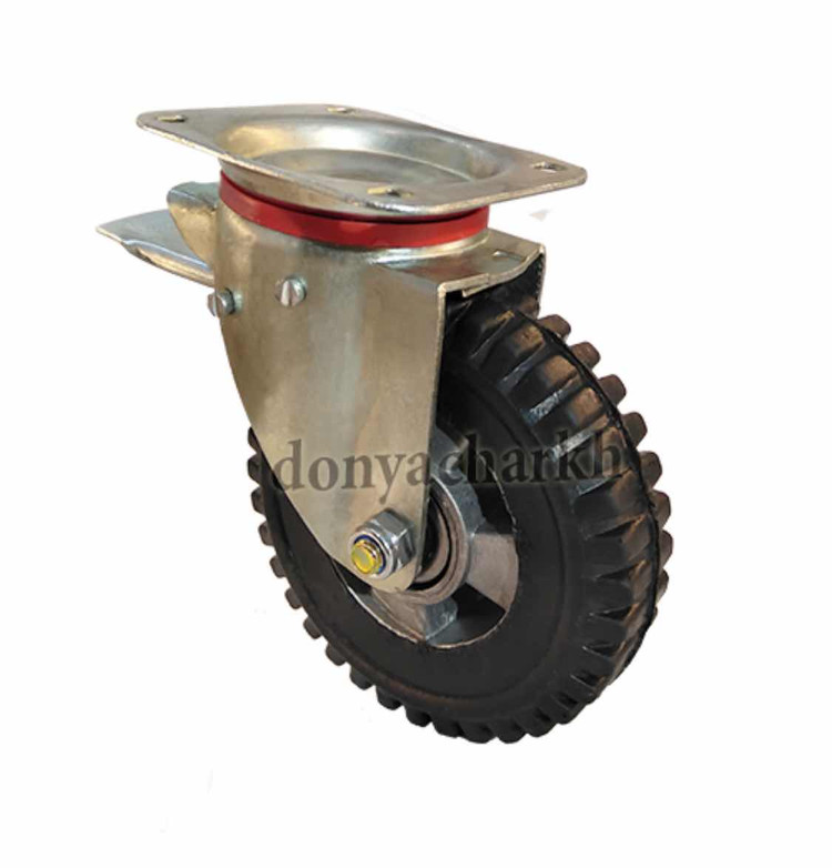 چرخ دایکاست سایز ۷۵ ترمزدار (حمل بارهای سنگین در کارخانجات و انبارها-ماشینآلات صنعتی و دستگاههای متحرک-گاریهای حمل بار و تجهیزات فروشگاهی-محیطهای با دمای بالا یا شرایط سخت کار)