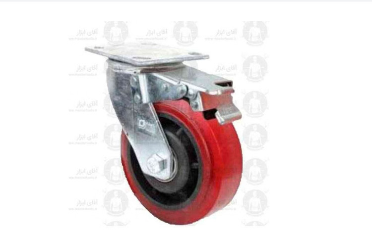 چرخ صنعتی پلی آمید کفی گردان با ترمز، چرخ PA پلی امید با تحمل وزن 180 تا 350 کیلوگرمی