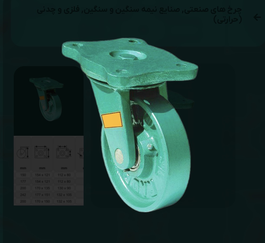 چرخ چدنی روتراش سایز ۱۵۰ سبز گردان