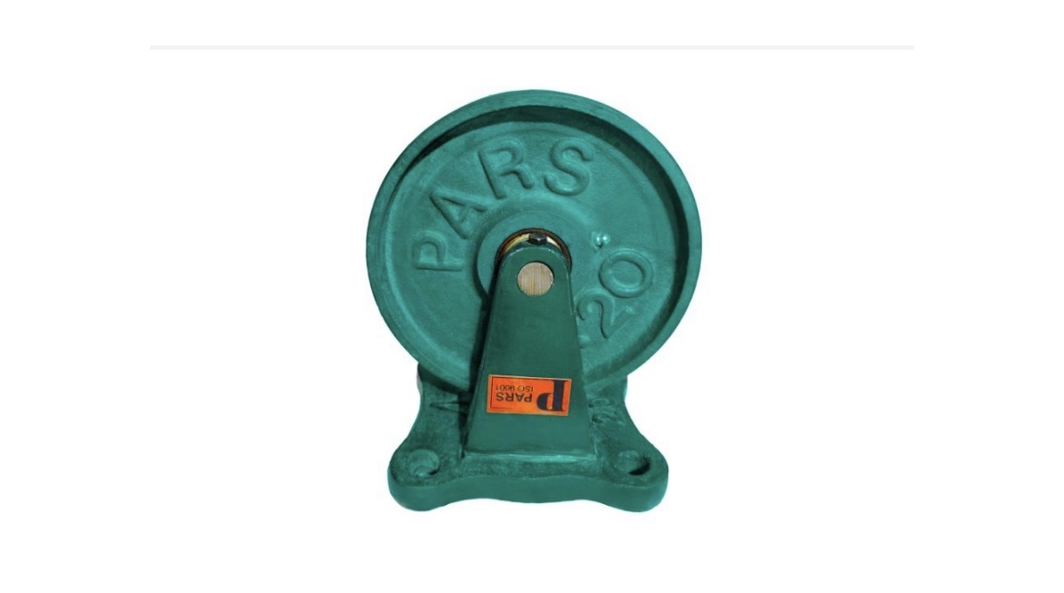 چرخ چدن سبز بدون لاستیک با پایه ثابت سایز 10